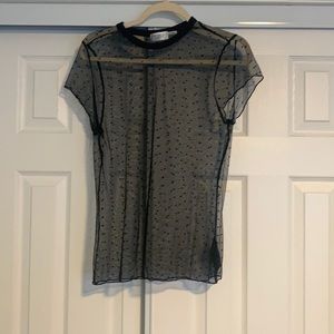Polka dot mesh top